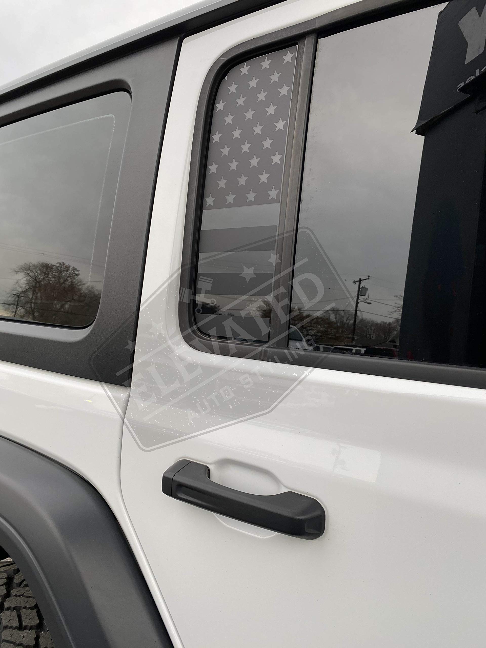 Amazon.com: ELEVATED AUTO STYLING- Side Small Window American Flag Decal  Compatible with Jeep Wrangler JL 2018-2022, Gladiator 2022 Matte Black :  Automotive