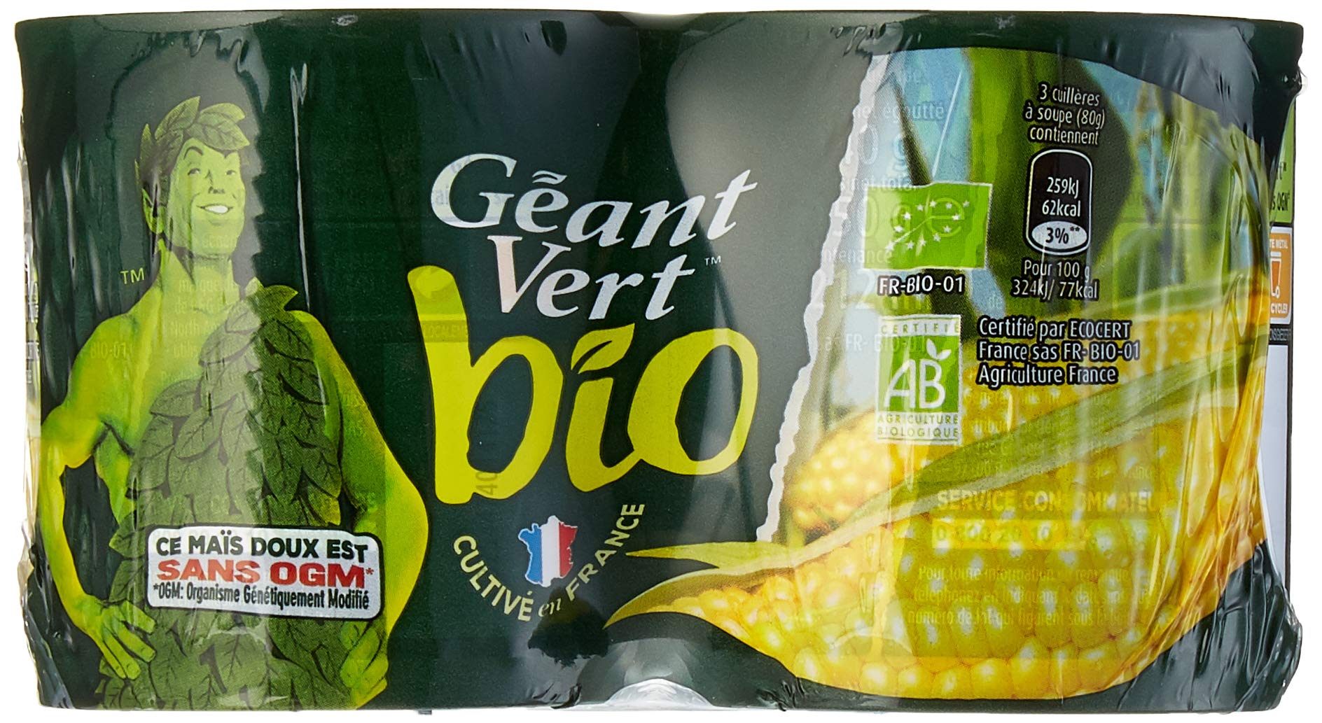 Géant vert Maïs Bio Extra Croquant 2 x 140 g