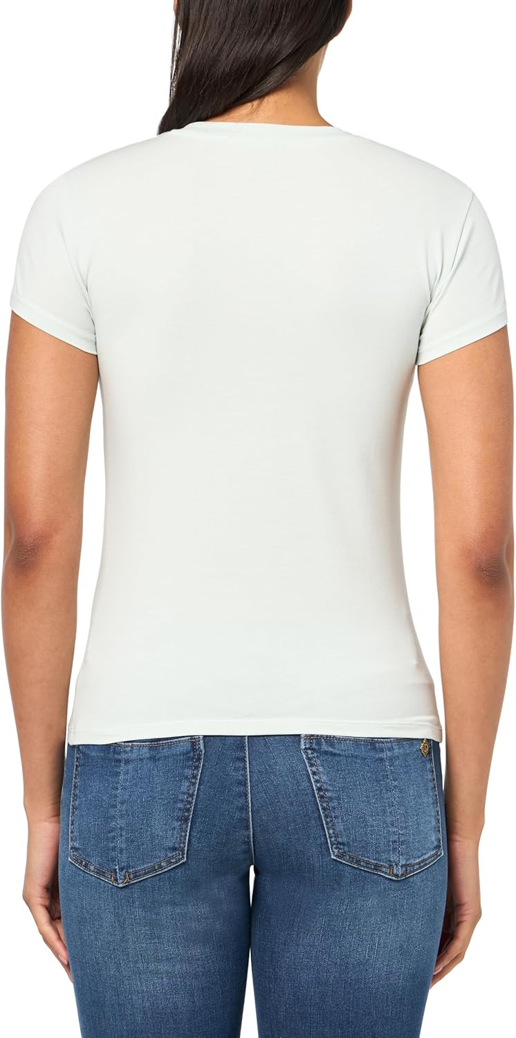 Armani Exchange Womens Studded Logo Slim Fit Scoop Neck Tee - Image 2