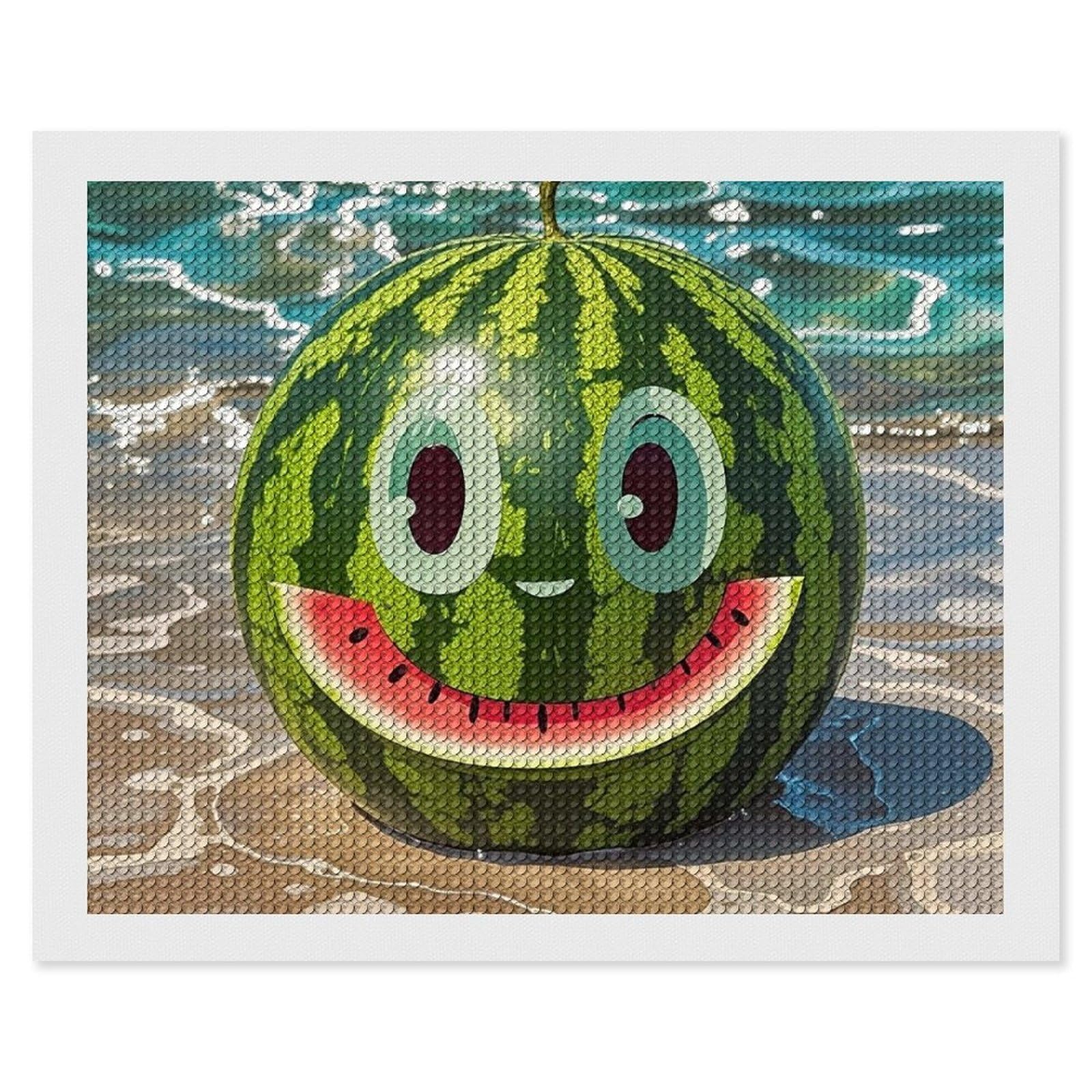 Watermelon with Smiley Diamond Painting Kits for Adults, DIY 5D Diamond Painting Kits for Beginners, Round Full Drill Diamond Dots Paintings, Diamonds Pictures Gem Art for Crafts Home Decor 16"x20"
