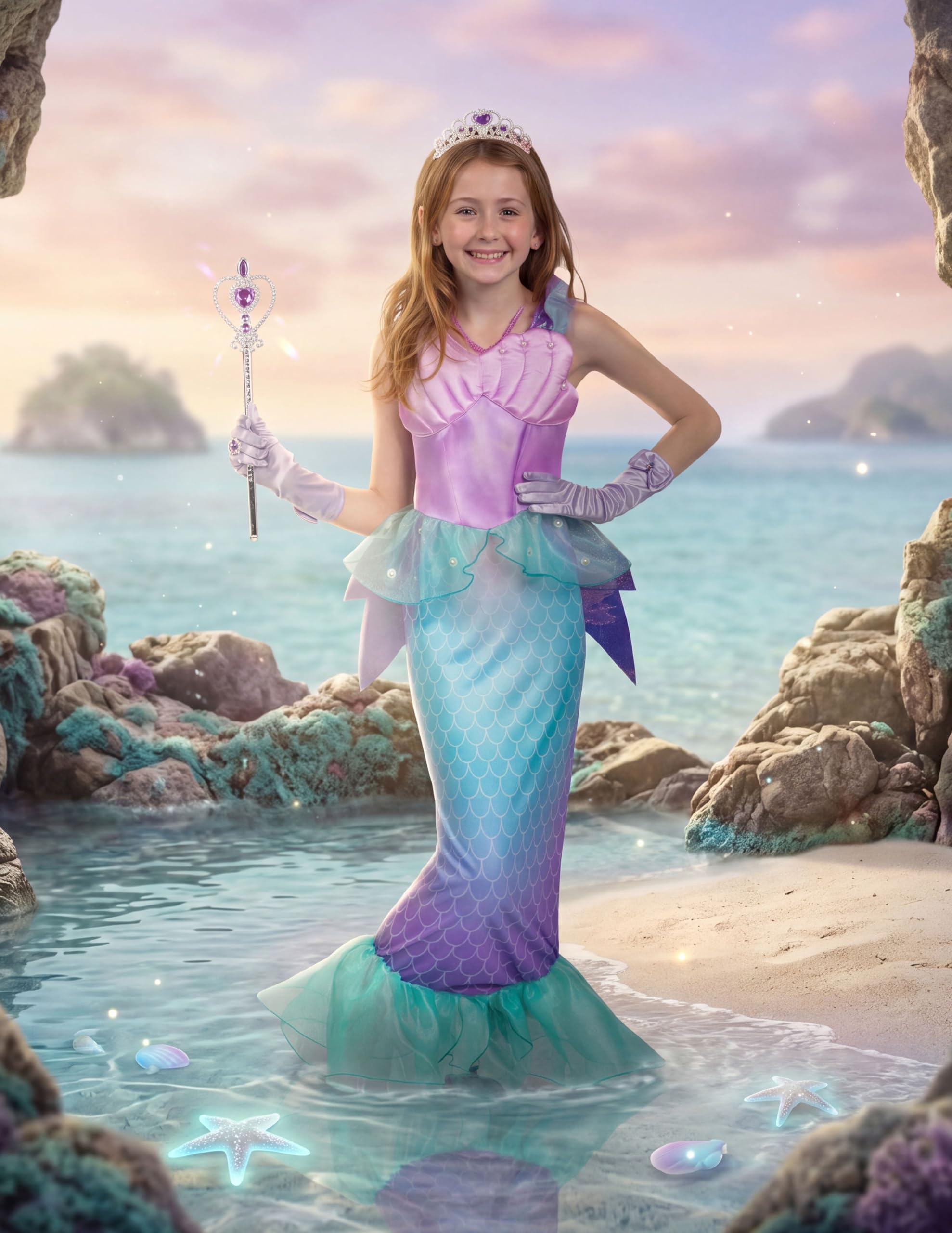 Spooktacular Creations Costume da Sirena per Bambine, Costume da Ariel per Feste di Halloween e Feste in Maschera