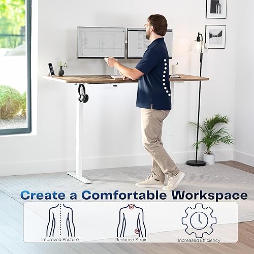 Vista 900 de VIVO DESK-KIT-1W6G - Escritorio eléctrico de pie de 60 x 24 pulgadas, ajuste de altura de memoria, serie 1B, parte superior de nogal oscuro de una