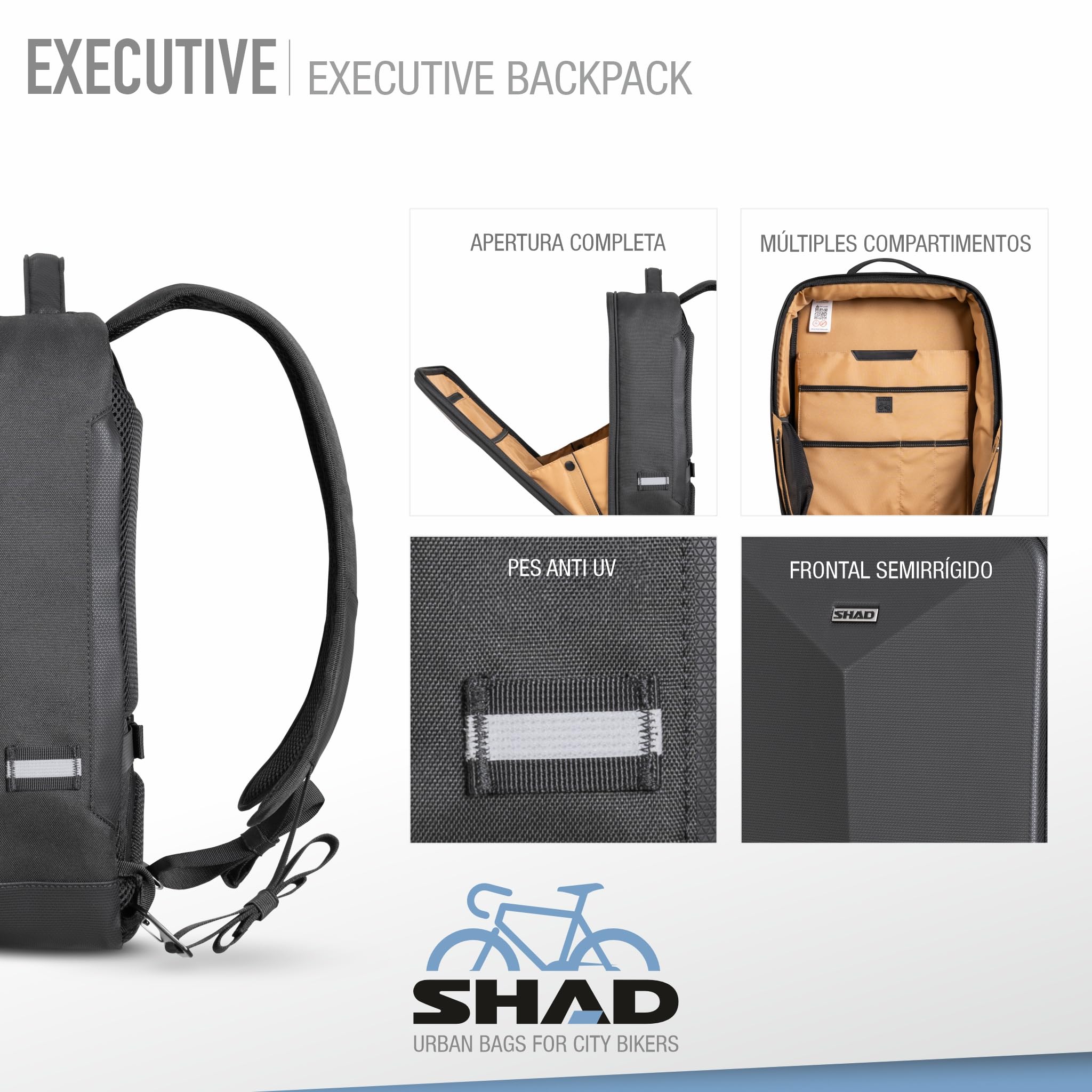 SHAD Bikes - Mochila alforja Bicicleta impermeable12L – Mochila Ejecutivo Hombre con Sistema KlickFix – Mochila portatil 15.6 Pulgadas Urbana – Backpack Laptop Resistente y Elegante para Oficina