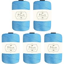 Maxee Premium Polyester Macrame Cord 3 mm 218 yd 5 Pack,3mm 100% Polypropylene Macrame Cord,Ideal for Crochet, Wall Hangers, Bags, Rugs & DIY CraftsSea Blue