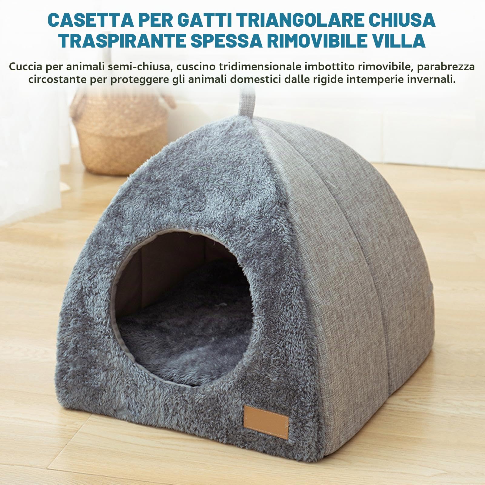 Generico Cuccia Gatto Chiusa, Cuccia Chiusa Cane Interno, Casetta Gatto, Cuccia per Cani Removibile Traspirante per Interni per Gatti, Cani, Gattini E Piccoli Animali Domestici