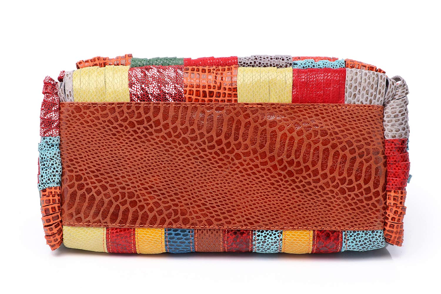 Bolso de mano multicolor de Boston de cuero genuino de las mujeres Bolsos de Crossbody coloridos