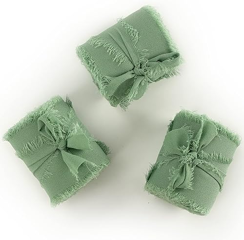 Miniatura 8 de MEEDEE Cinta de gasa verde salvia, flecos deshilachados de 2 pulgadas, perfecta para manualidades, envoltura de regalos, invitación de boda y ramo