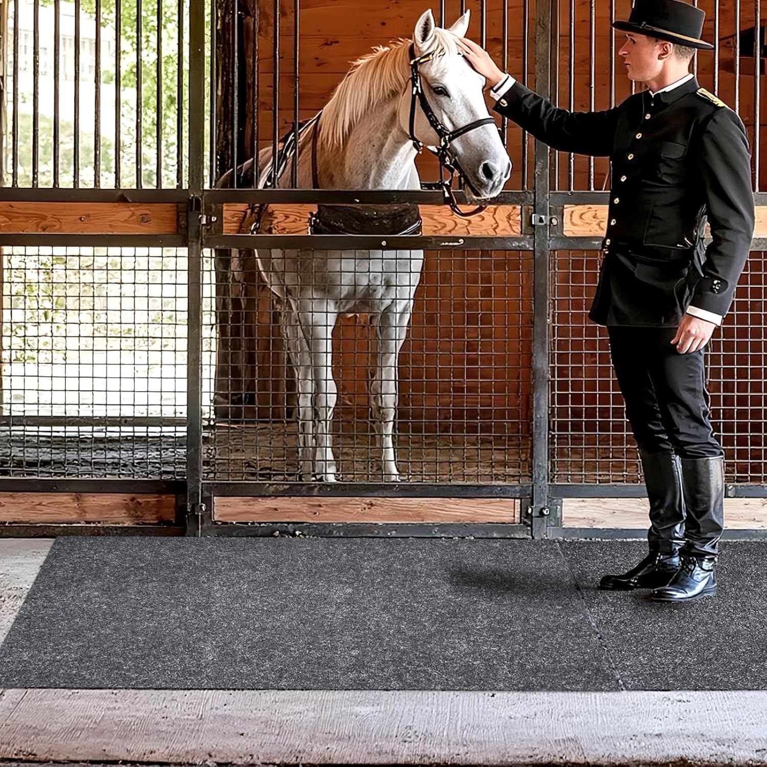 Alfombra para establo de caballos 120x180cm cortable duradera absorbente