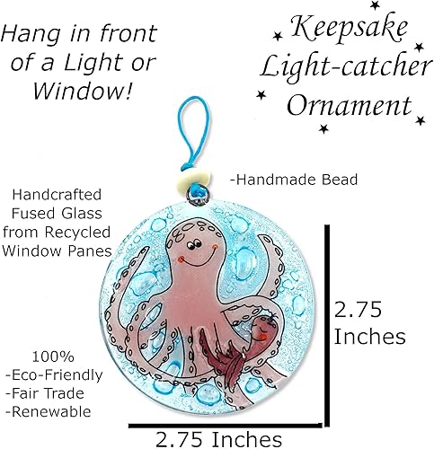 Miniatura 2 de Adorno de pulpo - Adorno de Navidad de vidrio fundido - Atrapasador de luces navideñas