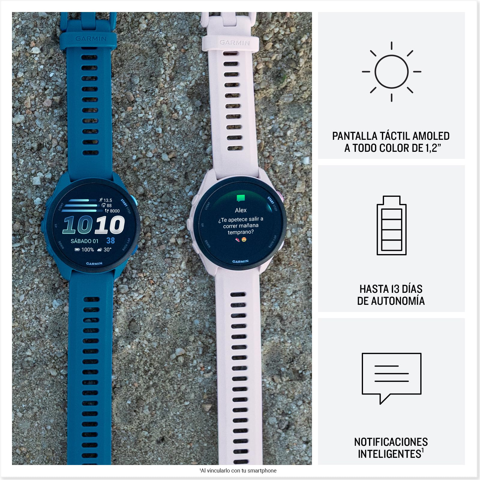 Garmin Forerunner 70 Reloj Inteligente para Correr con GPS, Pantalla Táctil AMOLED, Métricas Optimizadas, Planes de Entrenamiento, Estado de Salud, Autonomía de 13 Días, Lila