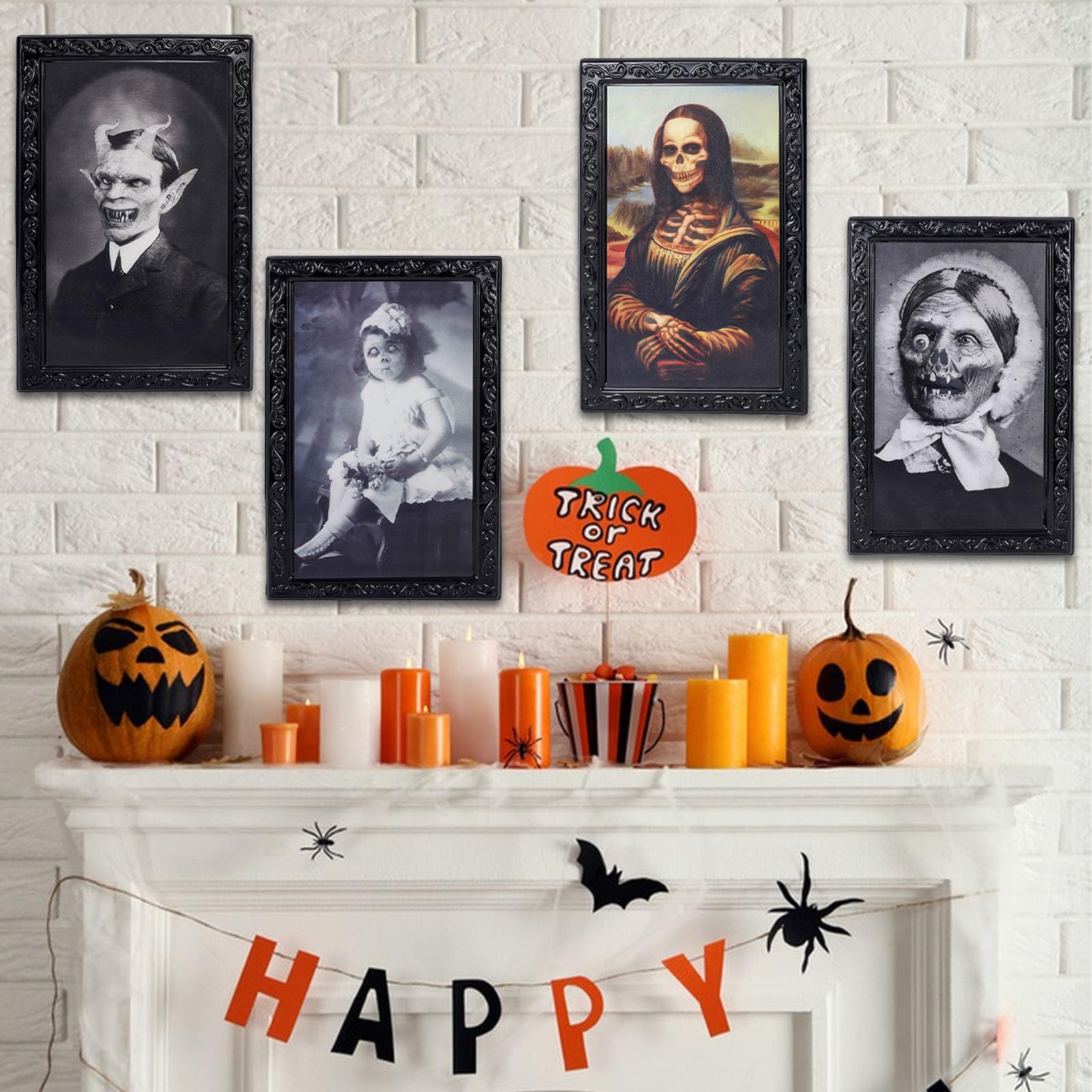 4 Piezas 3D Fantasma Fotos Marco, 3D Halloween Retrato Caras Cambiantes, Decoración de Casa Encantada, Decoración para Horror