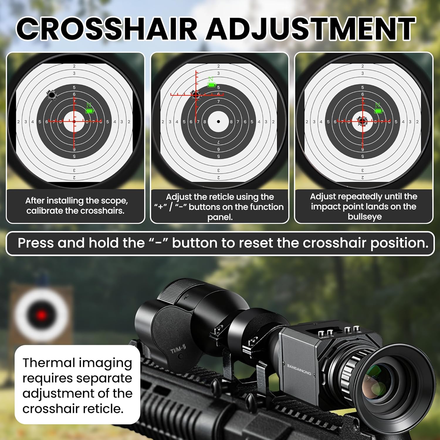 Thermal Scope, Thermal Riflescope with Night Vision Scope & Adjustable Diopter, 60Hz Refresh Rate, 11 Color Palettes, Dual System for Outdoor Activities Hunting
