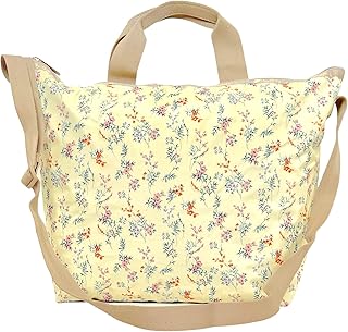 Cheerful Blooms Deluxe Easy Carry Tote Crossbody + Top Handle Handbag, Style 4360/Color E547, Romantic & Colorful Delicate Sprays of Wispy Flowers & Blooms, Neutral Buttercup Yellow Bag, Cheerful Blooms (Romantic & Colorful Floral), One Size
