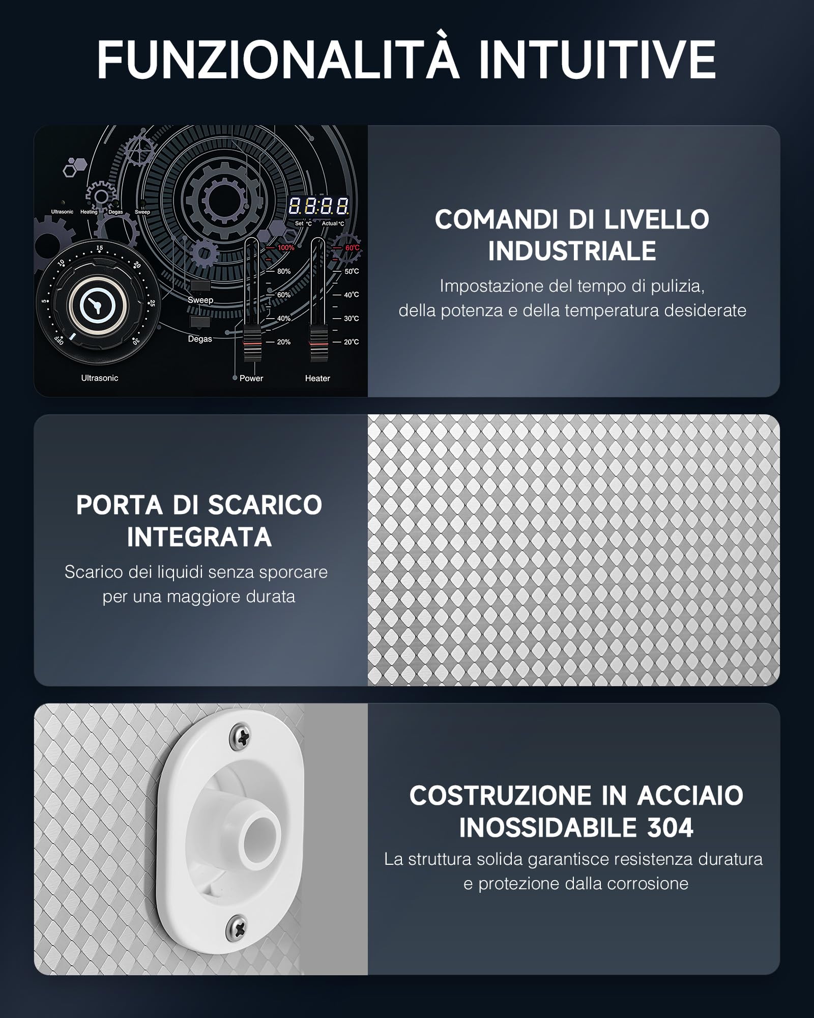 CREWORKS 15L Pulitore a Ultrasuoni Professionale 33kHz 360W Vasca Ultrasuoni Industriale con 450W Riscaldamento Tecnologia Sweep Timer e Temperatura Regolabili per Officina Laboratorio e Carburatori