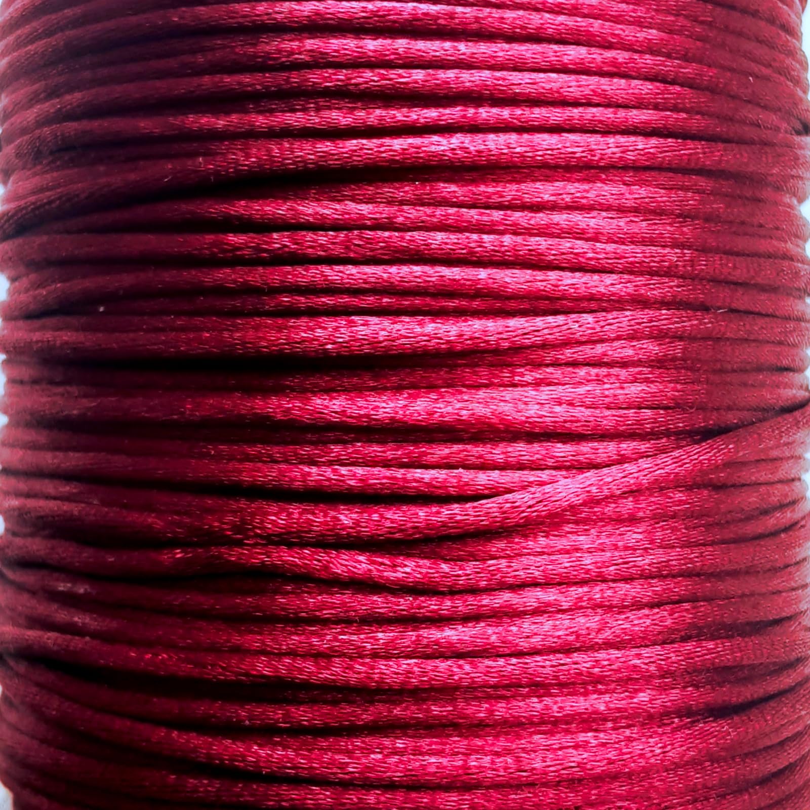 Mart-Mon Burgundy Satin Cord 2Mm X 10M Rattail Knotting Thread Durable Silk For Crafts Jewellery Making (Burgundy)