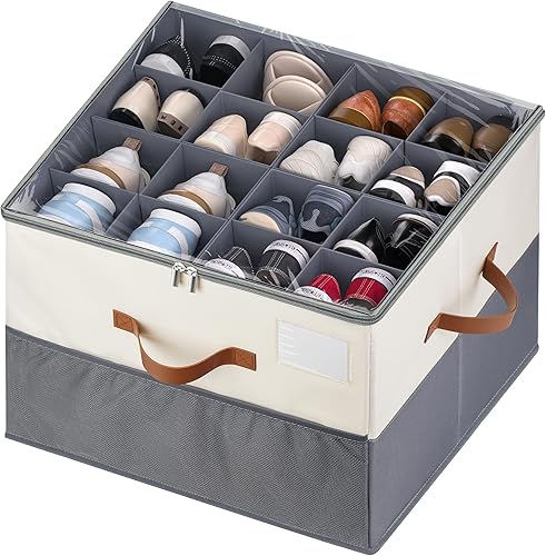 Organizador de zapatos para armario, 1 paquete de contenedor de almacenamiento de zapatos con divisores ajustables, caja de zapatos que ahorra