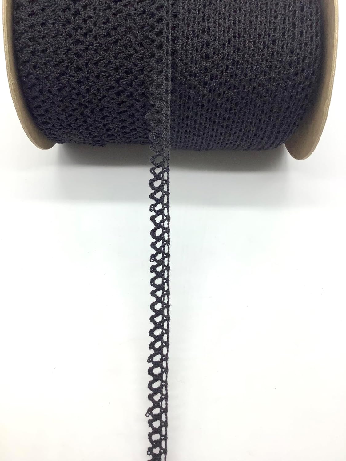 3/8" 100% Cotton Cluny Lace - Sawtooth Crochet Lace Design - 18 Yards (Black)