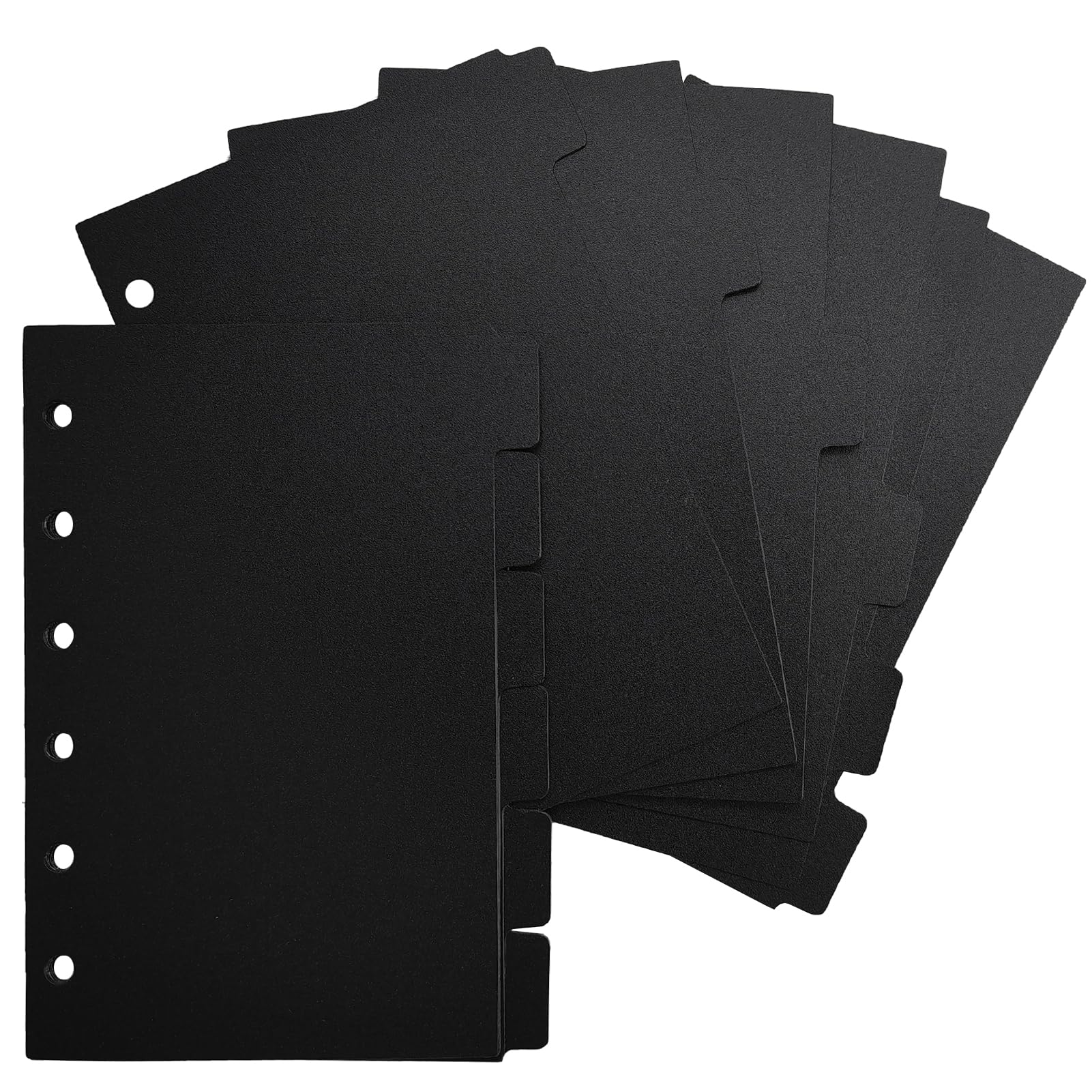 DY.2ten Black Dividers for 6 Ring Binder, 1/6 Cut Tabs, A7 Sturdy Plastic Index Divider, 6 Hole Binder Dividers, Insertable Notebook Planner Tab Dividers for Binders,2 Sets, 12 Dividers