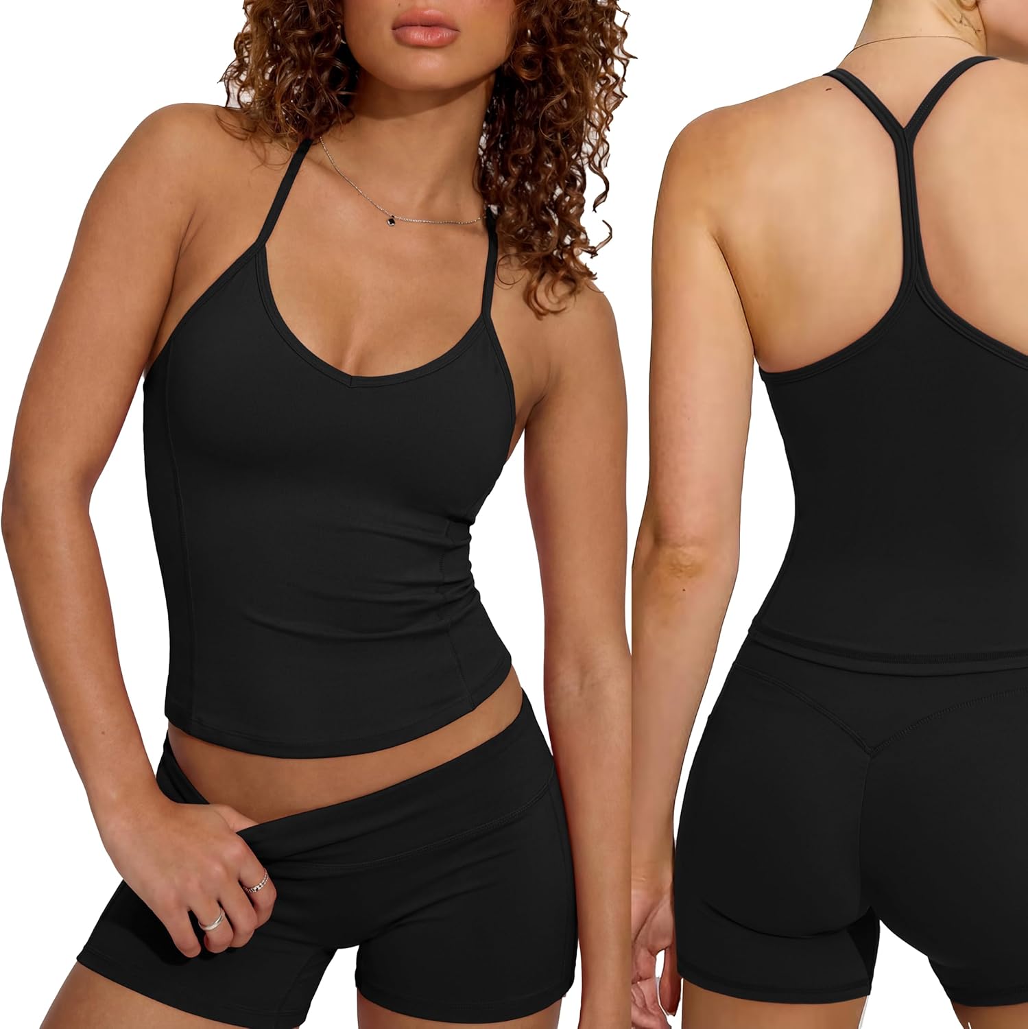 SUUKSESS Women Sexy Workout Sets Padded Sports Bra High Waisted Shorts Outfits