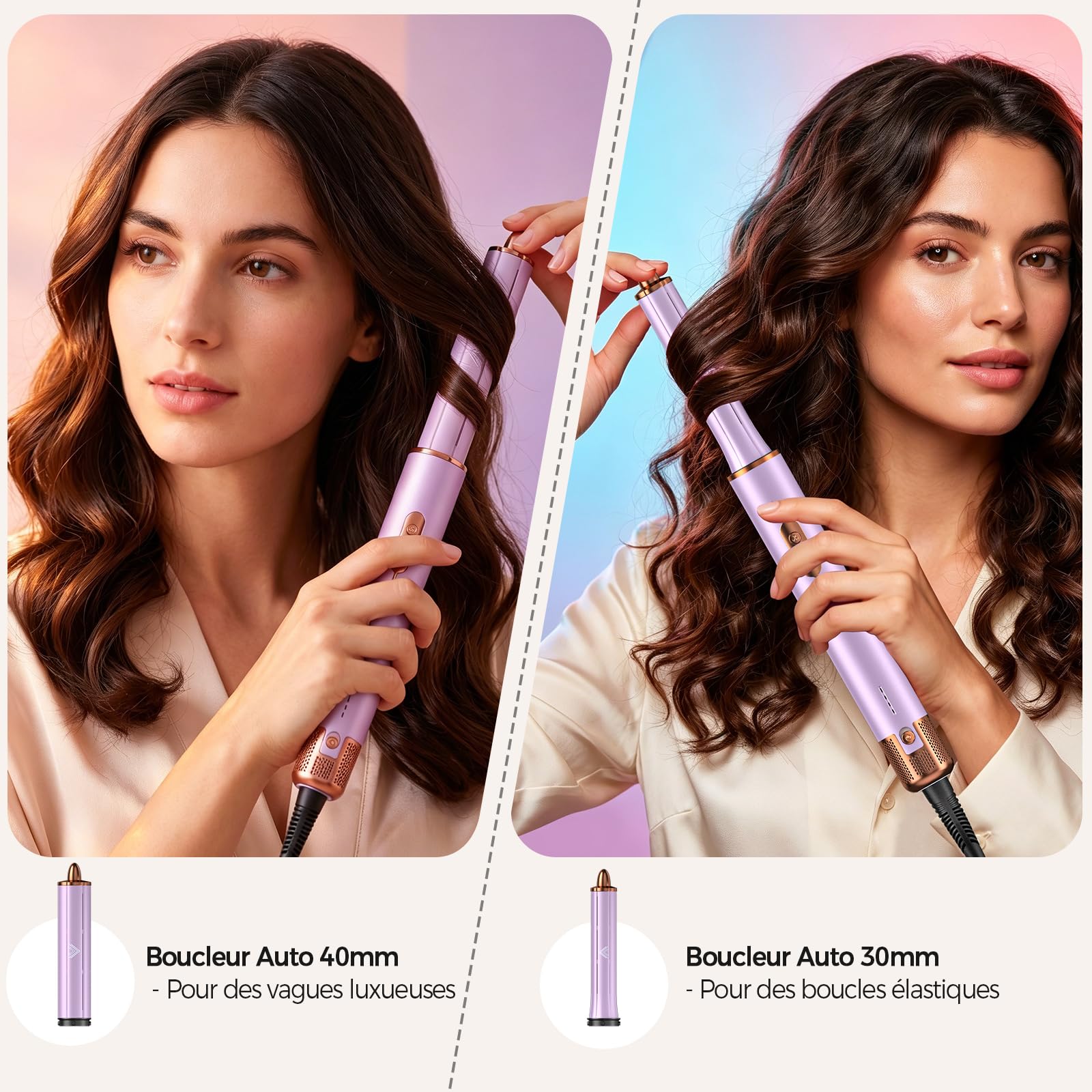 Cwexi Air Styler 7 en 1 1700W Brosse Soufflante Boucleur Automatique Brosse Lissante Sèche-Cheveux Ionique