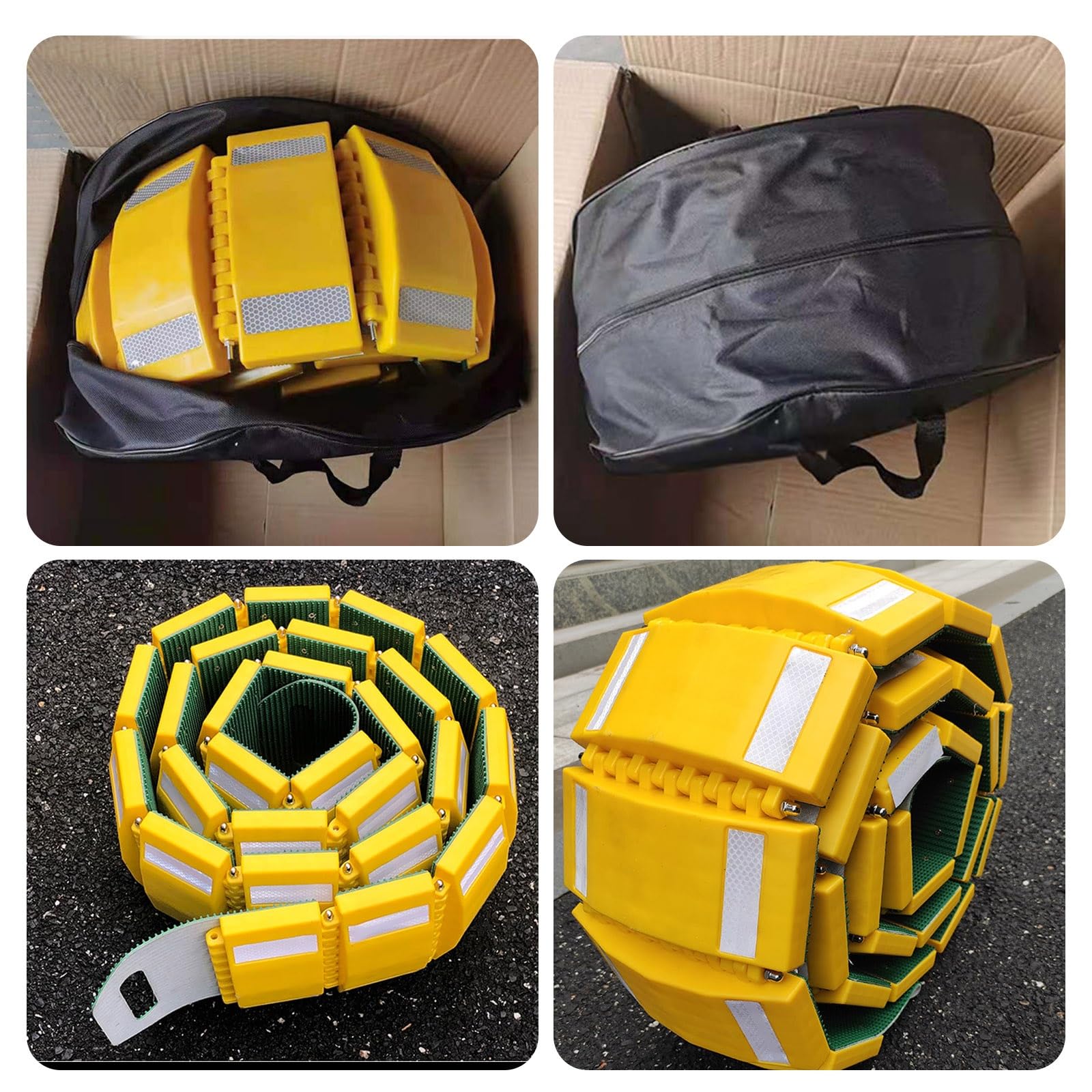 Rampe de vitesse avec feuille réfléchissante, rampe de route portable avec poignées et sac fourre-tout, idéale pour une utilisation dans l'allée et l'entrée communautaire