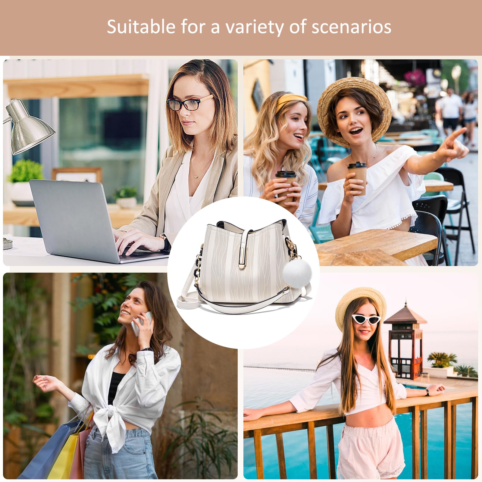 NICOLE & DORIS Handtasche Damen,Elegante Schultertasche,Tote Für Frauen Mittelgroß Henkeltasche Damen-Umhängetaschen Wasserdicht mit Abnehmbarer Schultergurt