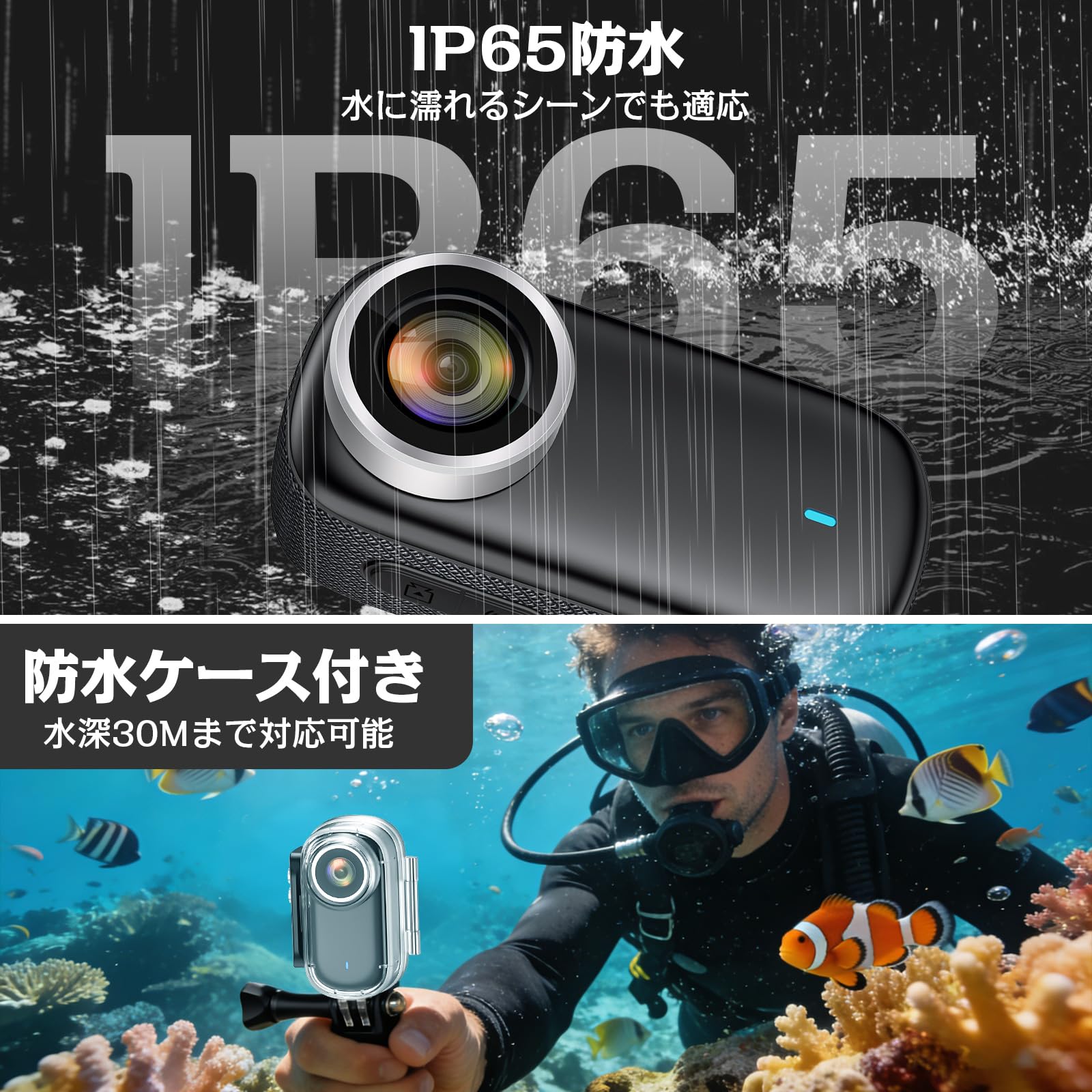 Amazon | 4Kアクションカメラ vlogカメラ 小型ウェアラブルカメラ 123 