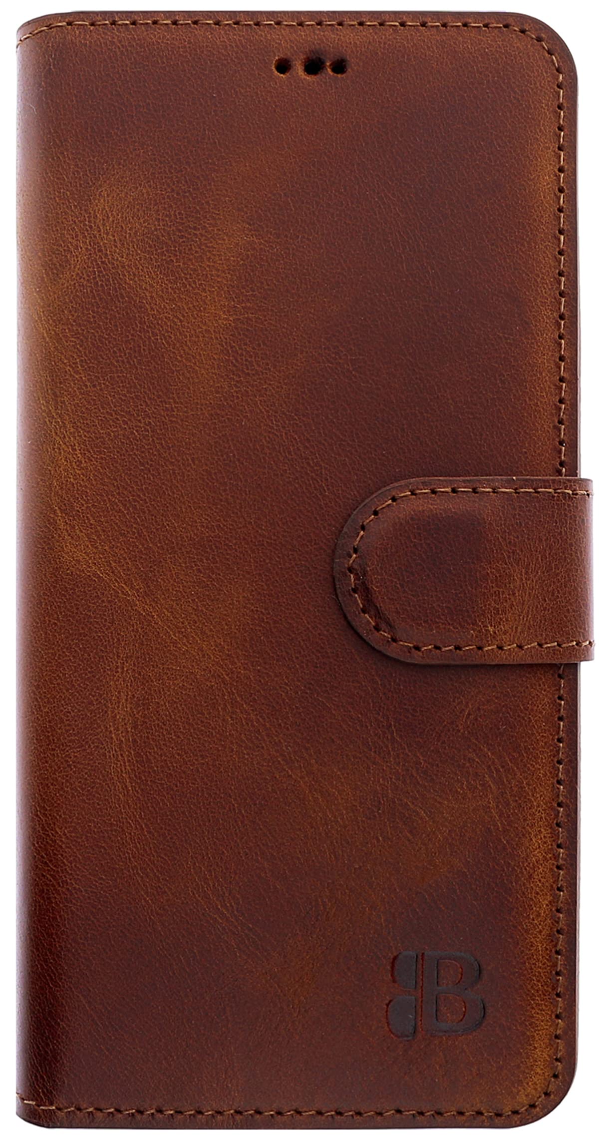 Burkley Custodia Portafoglio In Pelle Per IPhone 14 Pro - Marrone Vintage, Protezione RFID, Supporto Cavalletto
