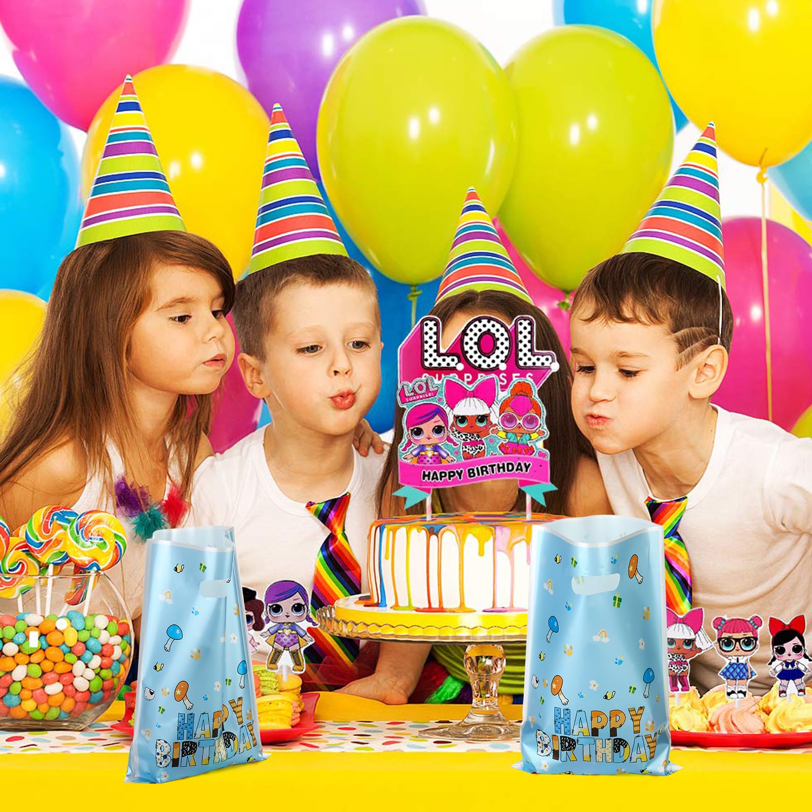 ADARRO Birthday Party Favor Bags 30 Pack, Cartoon Blue Dog Goodie Bags Plastic Bluk for Kids