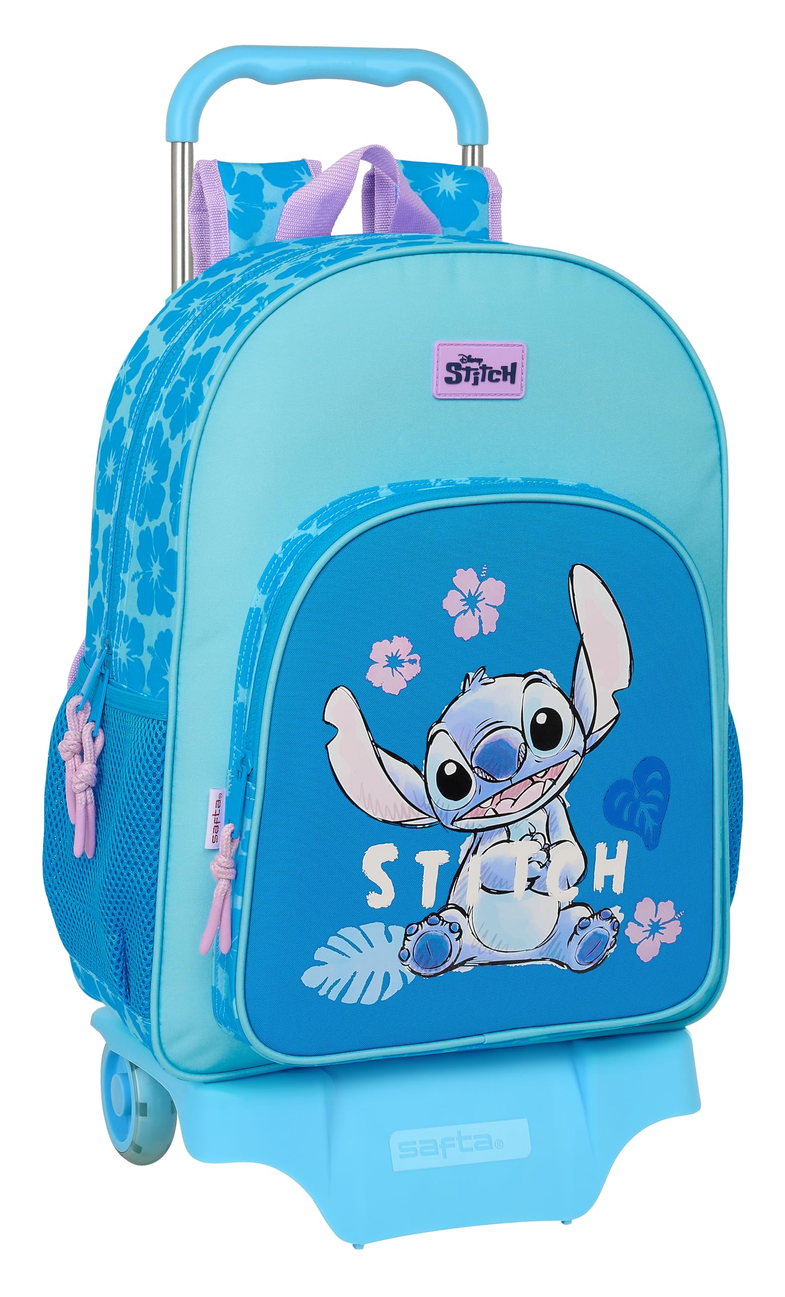 Safta STITCH HAWAII - Mochila Escolar con Carro 905, Ideal para Niños de Diferentes Edades, Cómoda y Versátil, Calidad y Resistencia, 33x14x42 cm, Color Azul