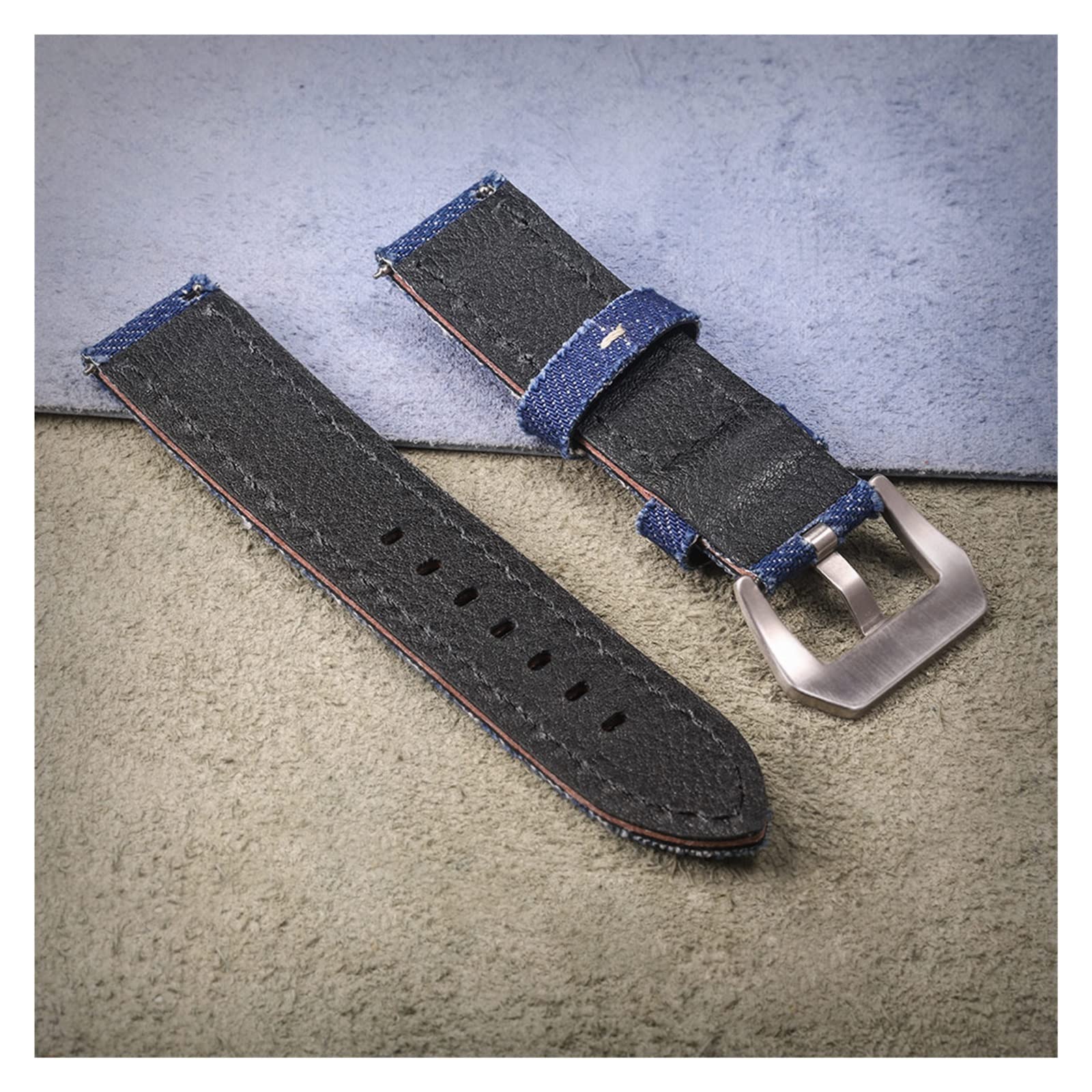Canvas Watch Bands Release Quick Denim Blue Due pezzi Orologi cinturini Matt Acciaio Fibbia 20mm 22mm 24mm(Khaki,24mm)