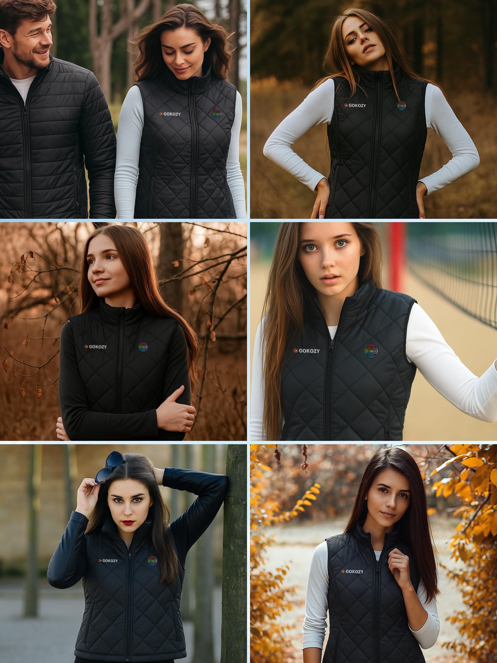 Gokozy Gilet Chauffant Femme avec Batterie Incluse 20000mAh 12V, Veste Chauffante Électrique avec 13 Zones de Chauffe, Gilet Chauffant sans Manche pour Extérieur, Ski, Randonnée