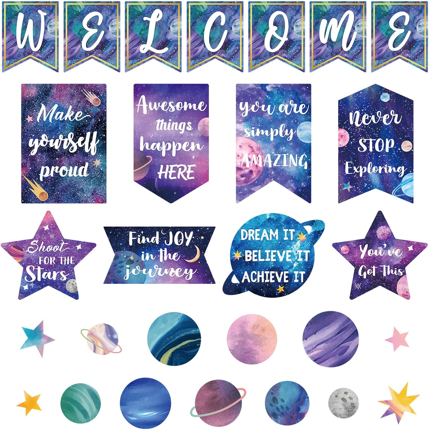 Brandclub - Outus 28 Pcs Welcome to Space Bulletin Board Posters Outer ...