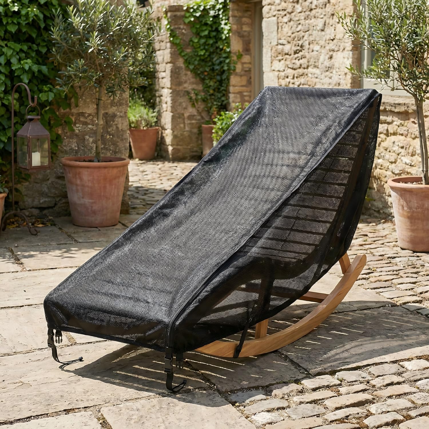 Abdeckung Gartenmöbel, schutzhülle gartenliege wasserdicht Winterfest, 166x65x62 cm mit Verstellbarem Kordelzug,für Liegestuhl,Gartenliege Holz,Schaukelstuhl den Außenbereich