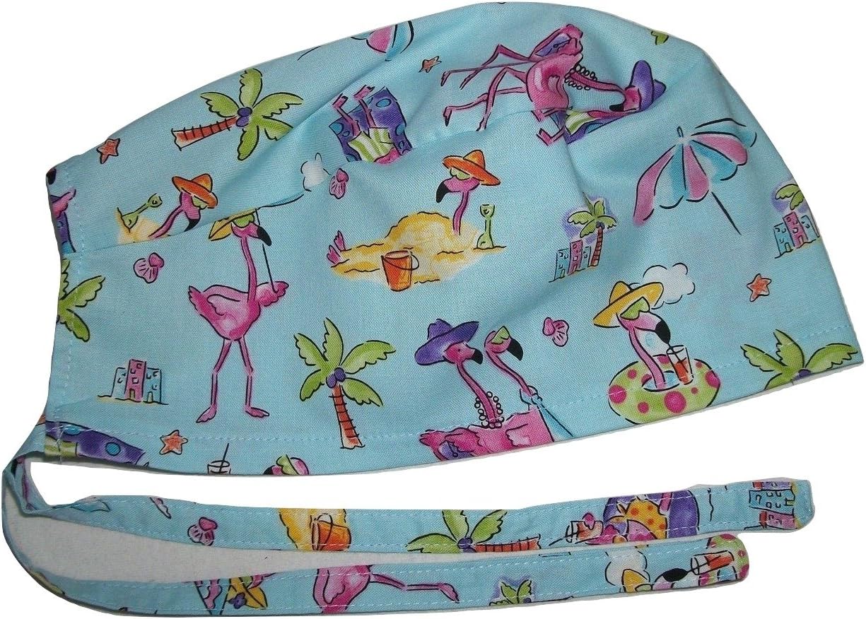 Scrub Hat Pink Flamingos Summer Vacation Beach Cap Do-Rag Skull