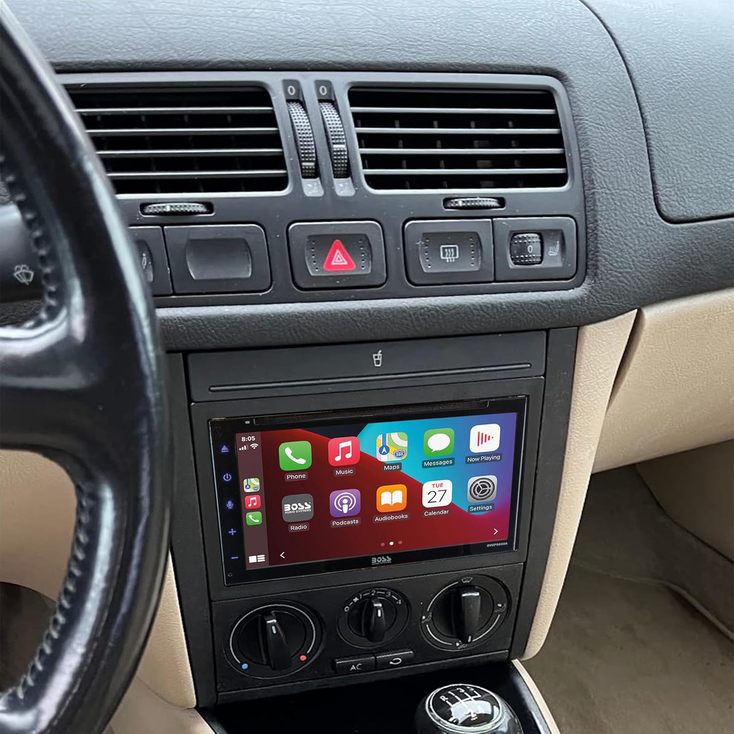 Scosche ICVW5BN Double DIN Radio Install Dash Kit and Harness Compatible with Select 2002-2005 Non-Amplified Volkswagen Vehicles - Complete Basic Car Stereo Installation Kit - Does Not Retain SWC
