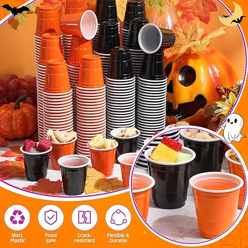 Miniatura 6 de Lounsweer 500 vasos de Halloween de 2 onzas a granel, mini vasos de chupito de plástico para fiestas, vasos de chupito desechables a granel para