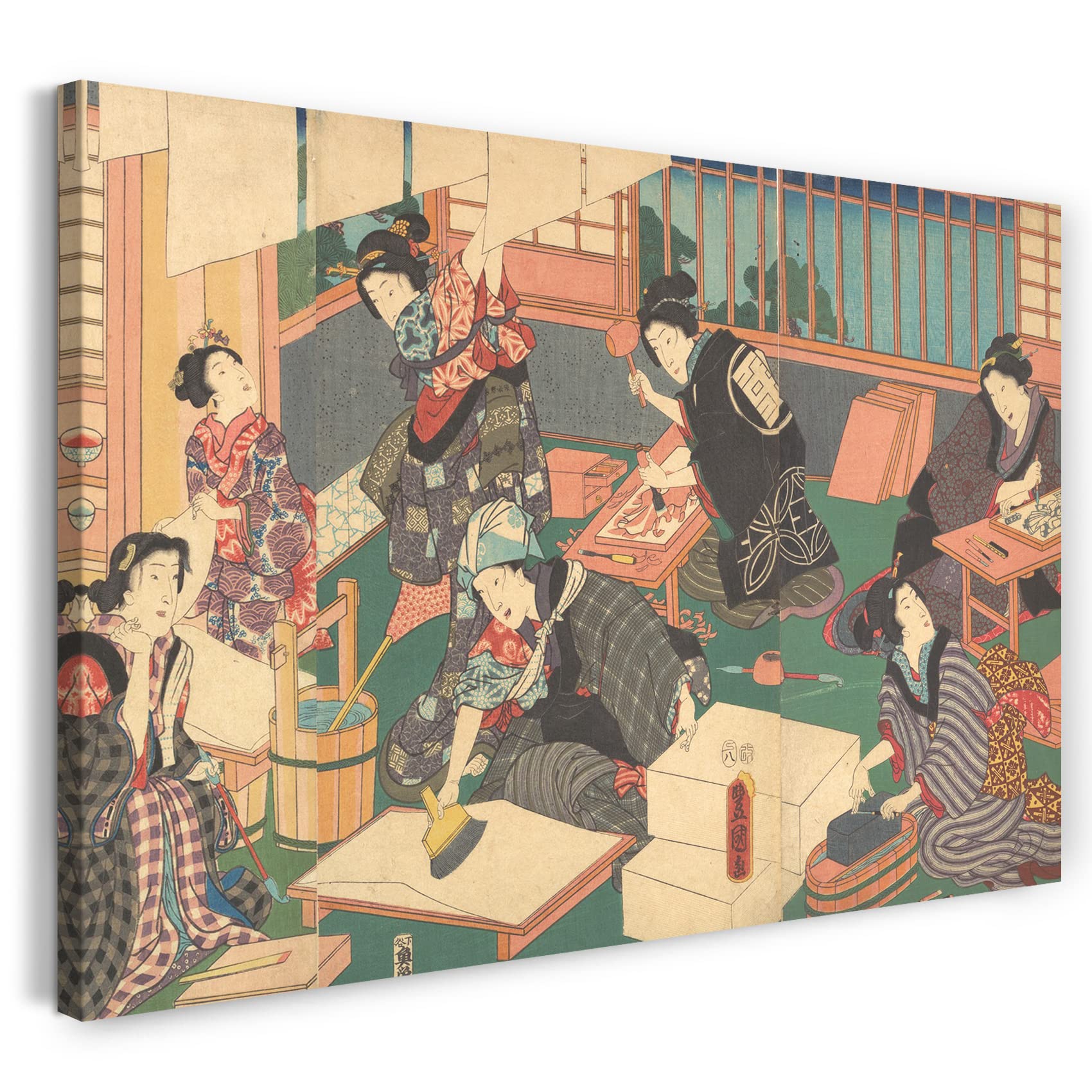 Canvas Print (120x80cm): Utagawa Kunisada - Artisans, from the series "An Up-to