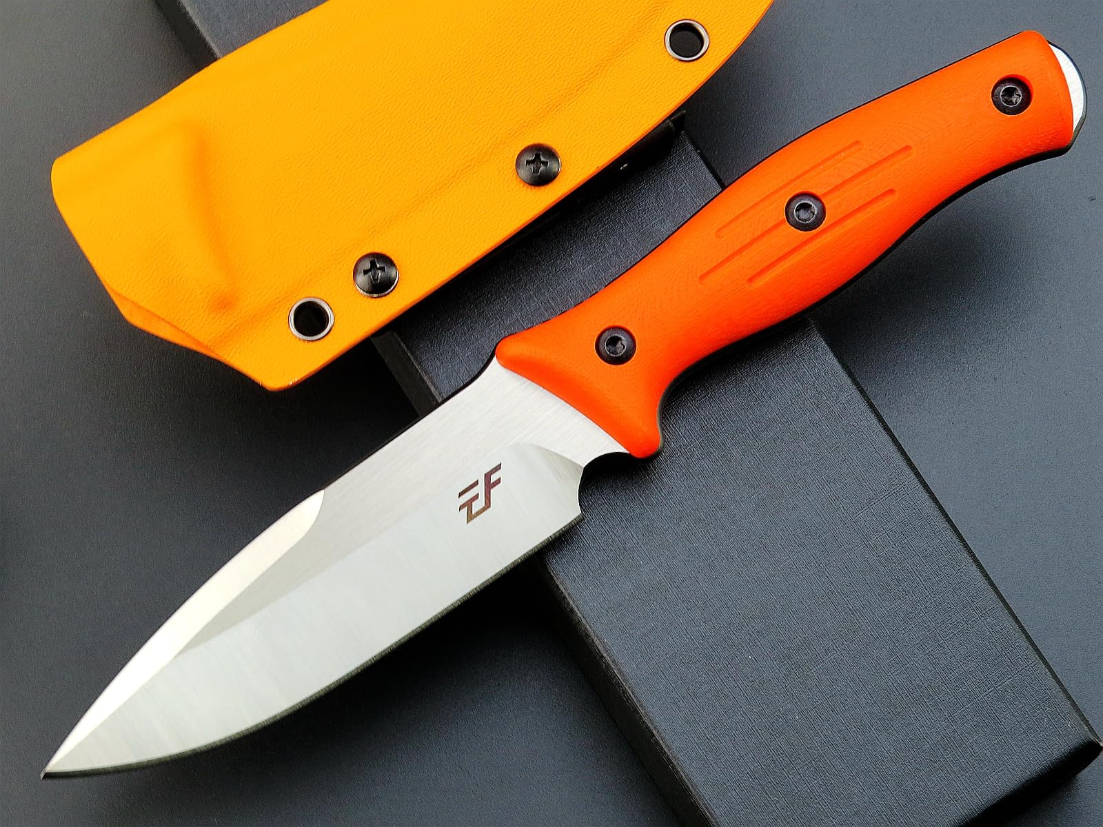 Eafengrow EF140 Fixed Blade Knife AUS-10 Steel Blade G10 Handle Full Tang Heavy Duty EDC Straight Knife for Working Camping Outdoor?Orange