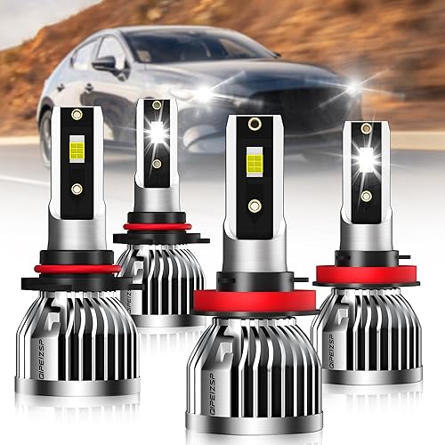 Bombillas para faros delanteros compatibles con Mazda 3 2010 2011 2012 2013 2014 2015 2016 2017 2018, 9005 de luz alta + bombillas LED de haz bajo