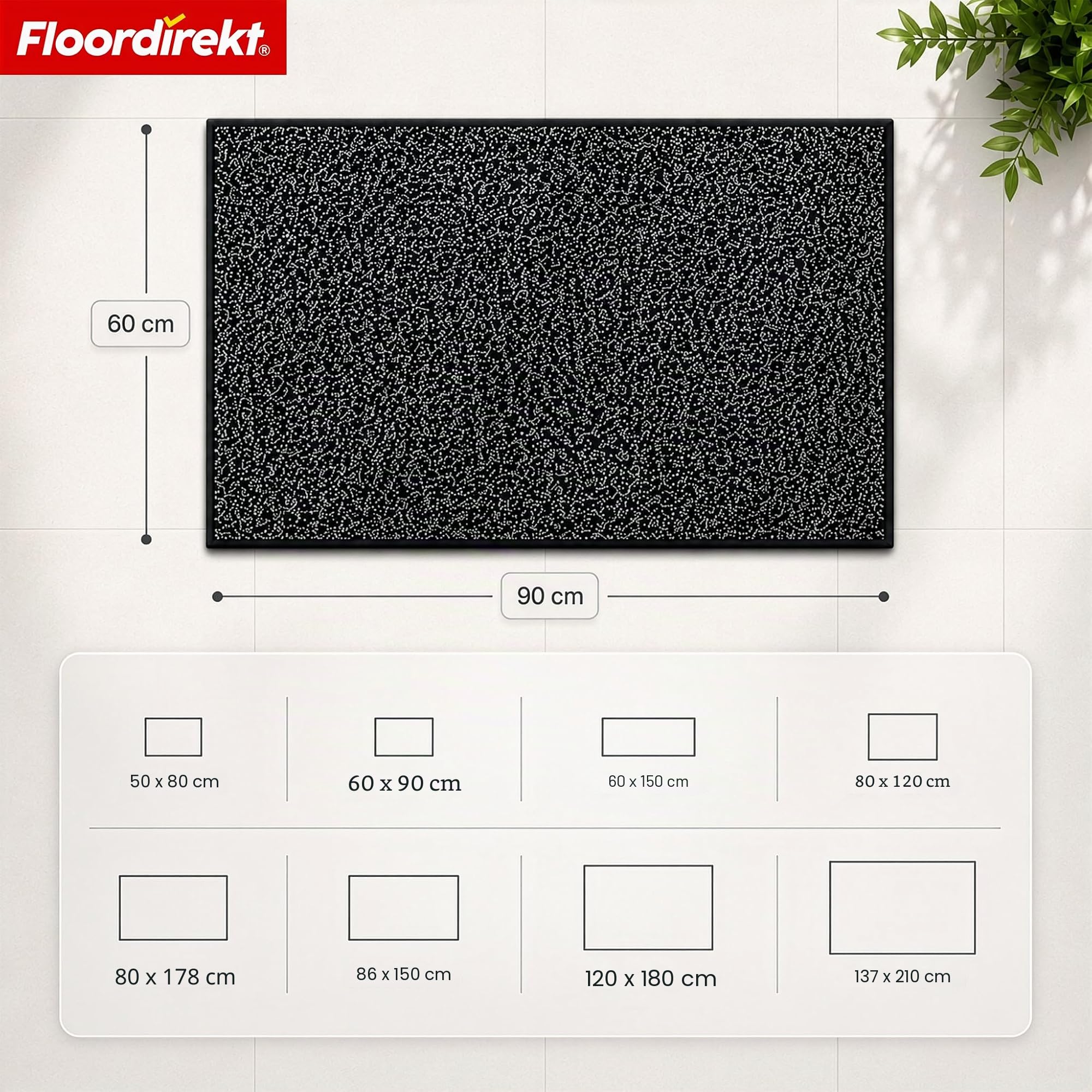 Floordirekt Badematte NASA Anthrazit 120 x 180 cm weiche und langlebige Badvorlage, verstärkte Kanten, wasserabsorbierend und pflegeleicht
