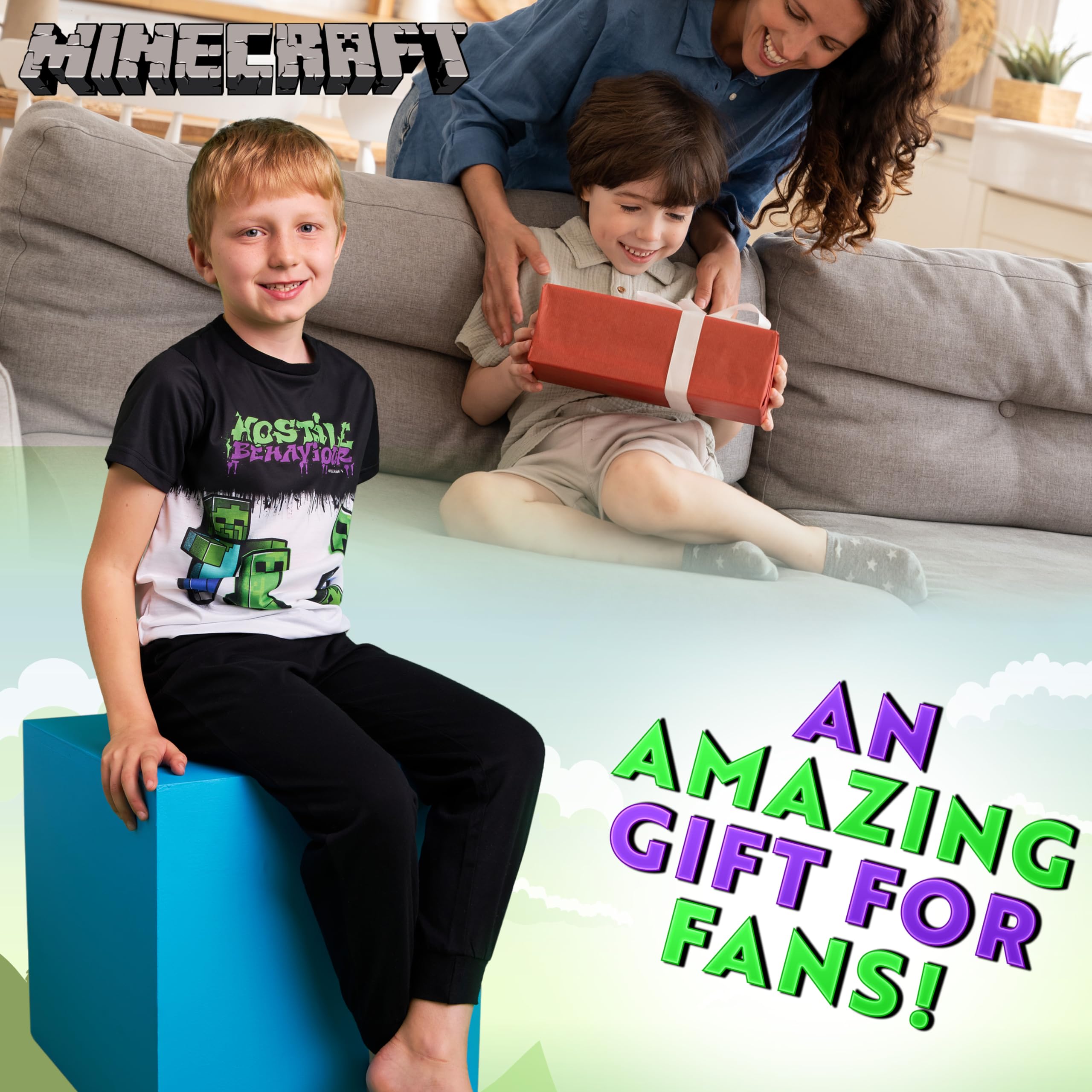 MINECRAFT Pigiama Bambino - Pigiama Ragazzo in Cotone a Maniche Lunghe 5-14 Anni Gadget Regali per Gamer