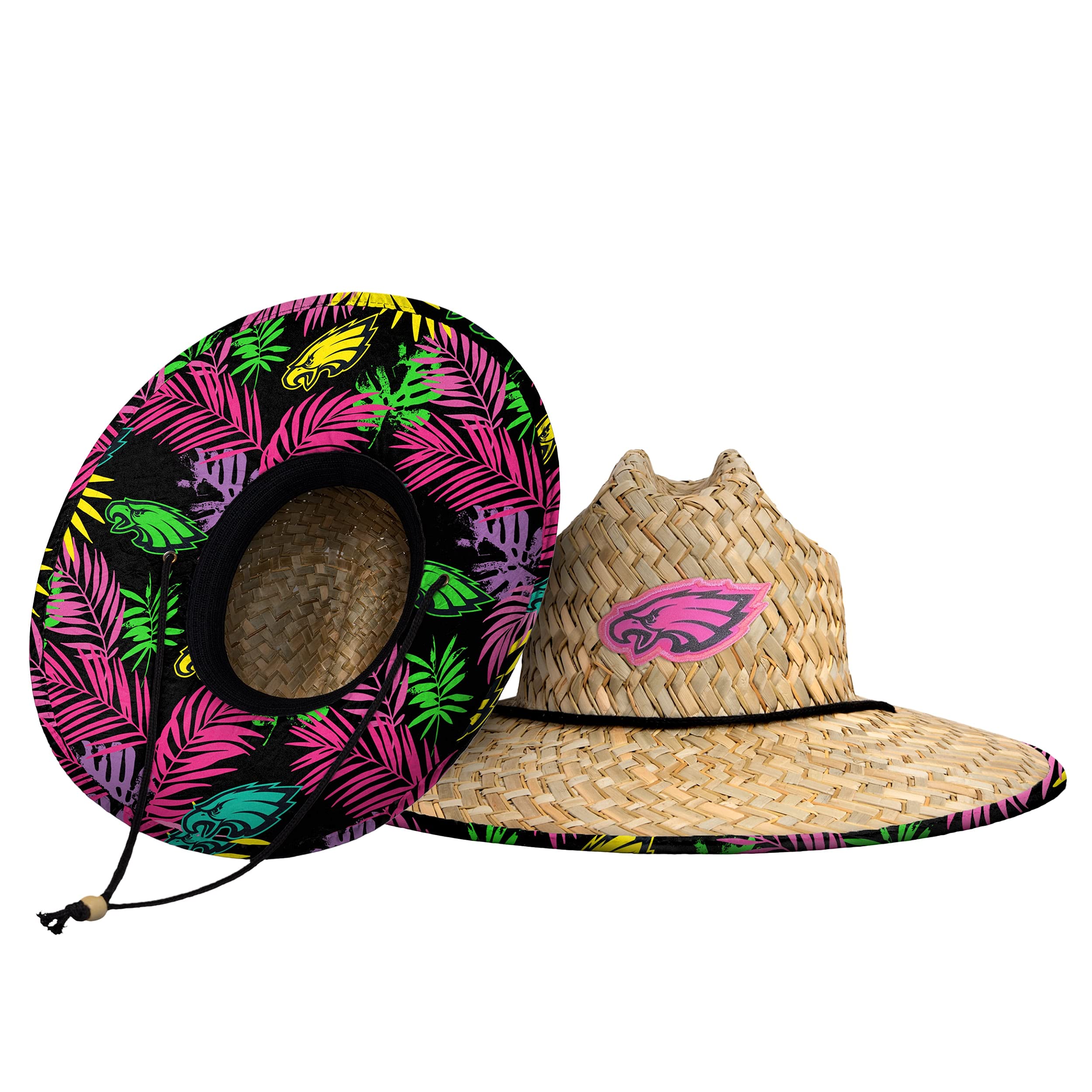 FOCO Men's NCAA College Team Logo Floral Straw Sun Hat