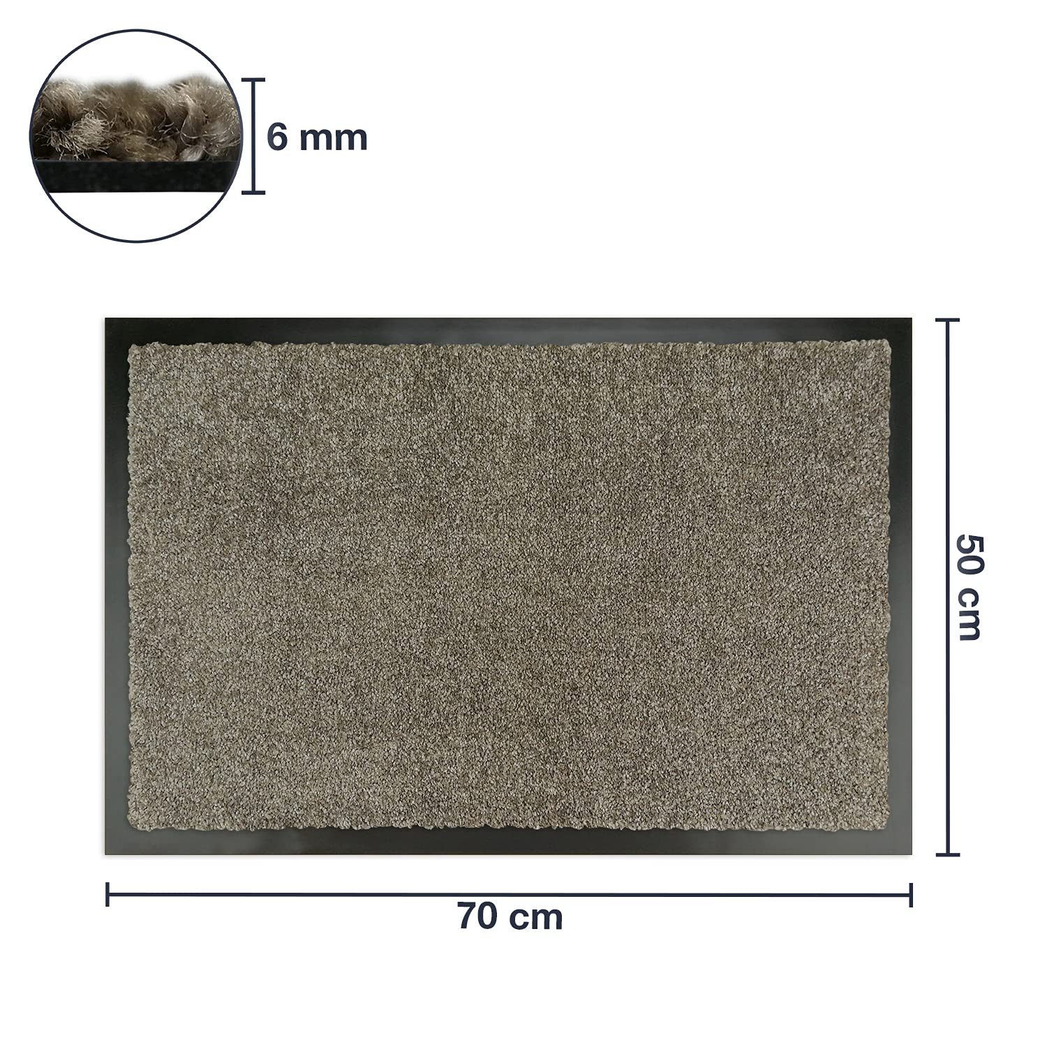 WohnDirect Zerbino Ingresso casa Grigio 50x70 cm - Interno e Esterno, corridoio, tappeti Arredamento casa Moderno, Antiscivolo e Lavaggio, Tappeto Ingresso casa