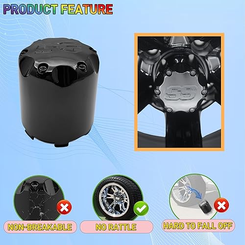 Miniatura 5 de ITP - Cubierta central para rueda de carrito de golf, tapas de cubo de rueda de estilo push in style para EZGO Club Car Yamaha y otros modelos de 8,