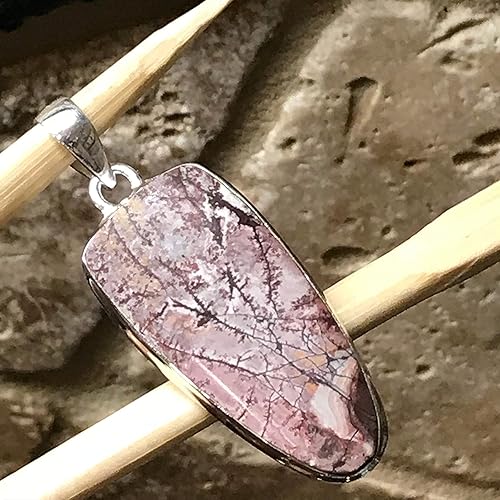 Miniatura 5 de Genuine Scenic Sonora Dendritic Rhyolite 925 Solid Sterling Silver Pendant 50mm