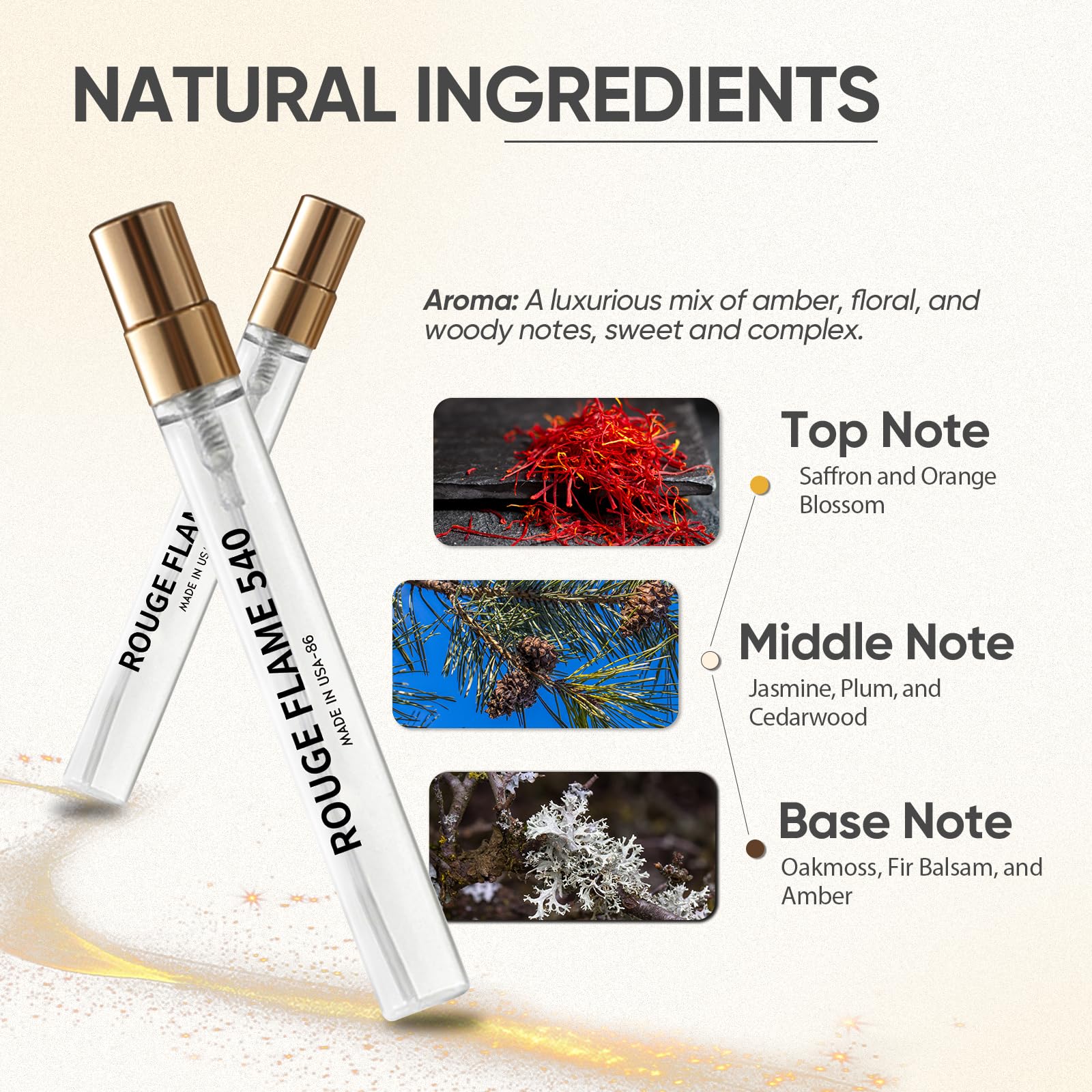 PUREU Perfume Oil for Women Men Inspired by Bakara Rogue 540 Ambery Saffron Long Lasting Perfume Body Oil Travel Size 0.4oz/12 mL