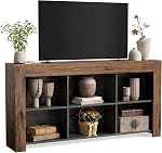 TV Stand with Storage, 63-Inch Entertainment Center with Shelves, Chic Modern Media Console for Television up to 65" for Living Room, Bedroom, Brown + Black
