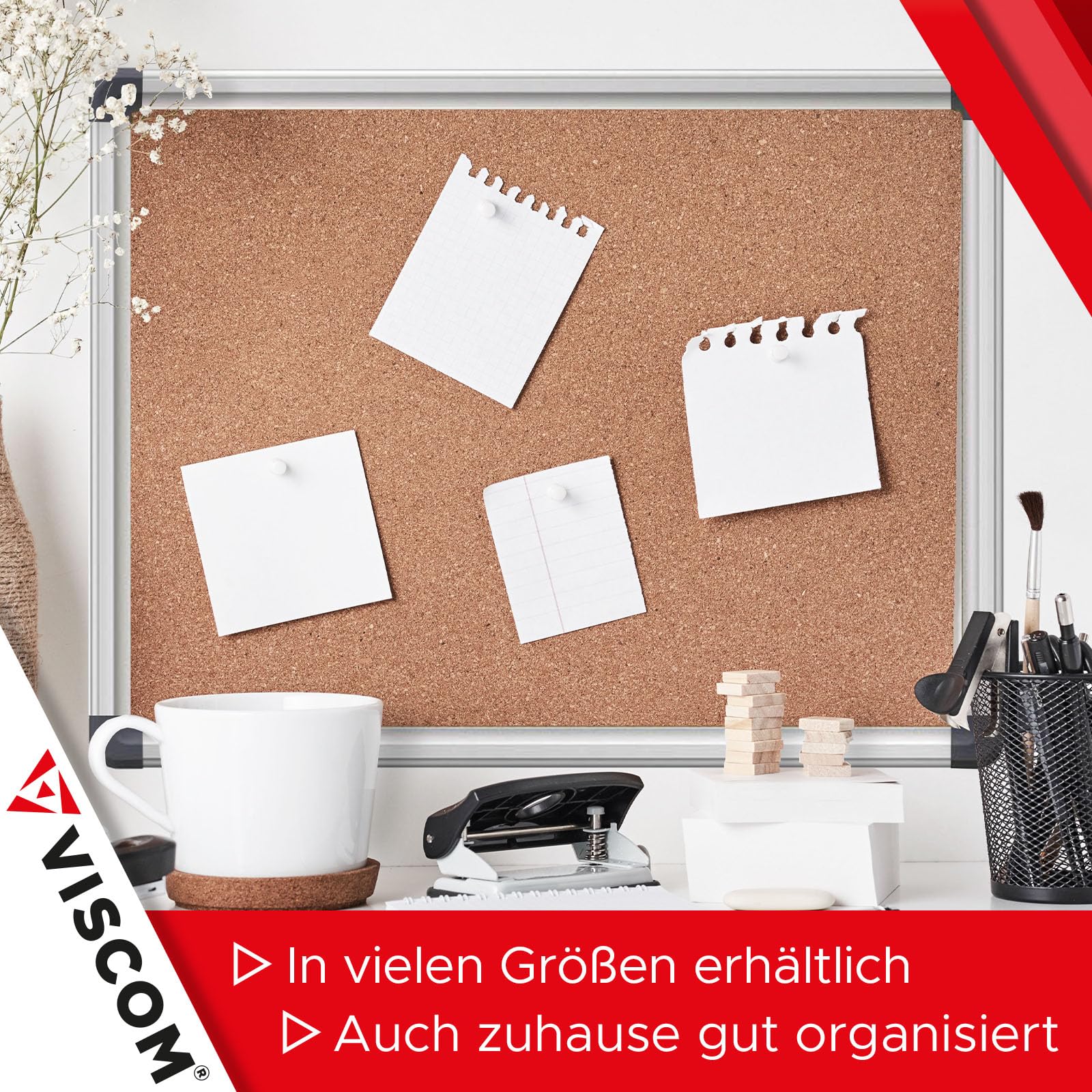 Magula Kork-Pinnwand Geschlossen – 61x45,7 Cm, Mit Aluminiumrahmen, Abschließbar, Für Büro & Schule