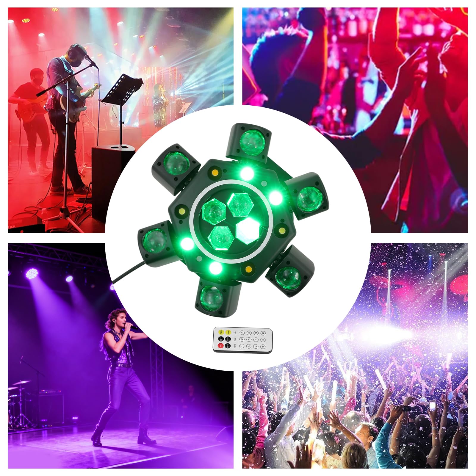 DJ Light Moving Head, 120W 6 Arms Beam Rotating Stage Lights, 0-100% Dimmung, Laser/Strobe, Support Remote&DMX-512 & Sound Activated 25CH, für DJs, Bands, Bars, Lasershow